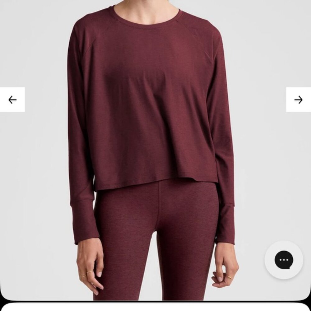 BEYOND YOGA NWT Featherweight Daydreamer Pullover: SMALL- Midnight Burgundy